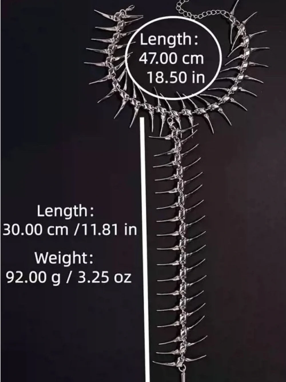 Silver Spine Back Necklace Gothic Body Chain